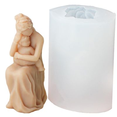 Sculpted Mother and Child Candle Mold Mom Carving Silicone Mold for Soap Soy Wax Epoxy Resin DIY Handcraft Party Dinner Decoration Mother's Day Birthday Gift (Seated)