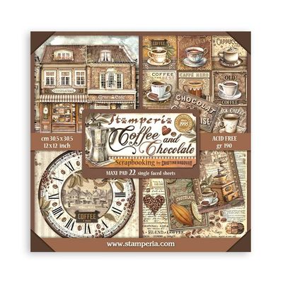 Stamperia Scrapbooking Pad 22 Sheets cm 30.5 x 30.5 (12 x 12 Inches) Single Face - Coffee and Chocolate