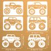FINGERINSPIRE 4PCS Monster Truck Stencil - 8.3x11.7 inch Reusable Plastic PET Large Wheel Drawing Template with Skull Pattern and Vehicle Theme view 2
