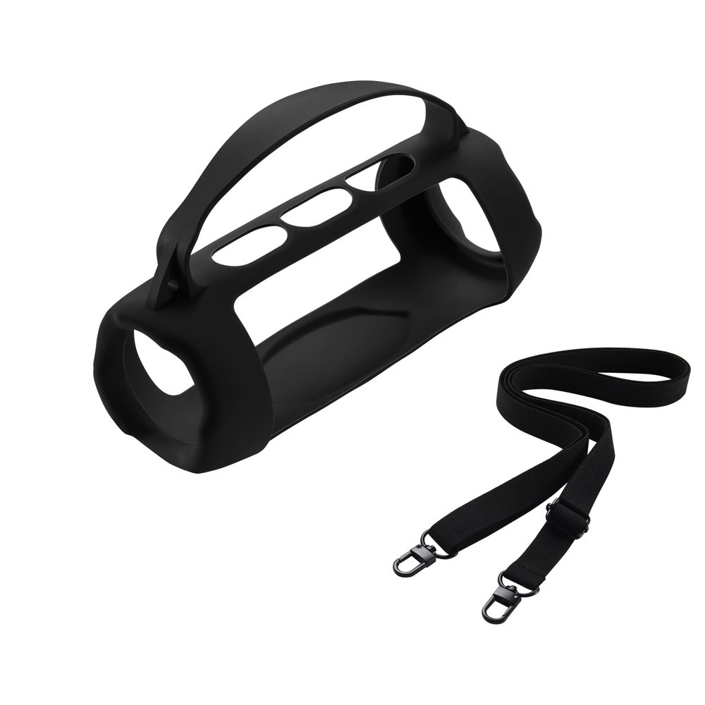 JOYSOG Charge 5 Silicone Case, Portable Carrying Case Sleeve Protector Cover Travel Bag with Shoulder Strap for JBL Charge 5 Wi-Fi/Charge 5 Bluetooth Speaker (Black)