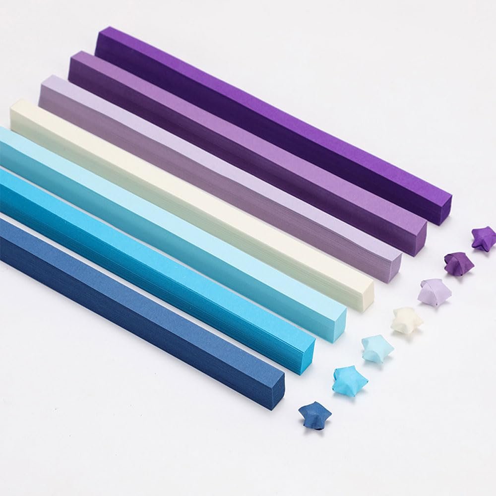 BFLCTTBD 540 Sheets Gradient Purple Blue Origami Star Paper Strips Star Folding Paper Strips for Christmas Party Crafts Arts Creativity DIY Paper
