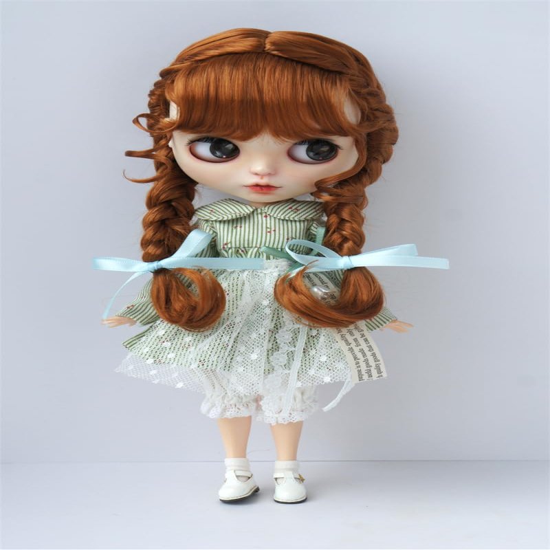 Jusuns JD624 10-11inch Complex Double French Braids Synthetic Mohair BJD Doll Wigs (L.t Carrot)