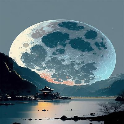Directo Diamond Painting Kits for Adults,The River and The Full Moon 5D DIY Diamond Art Kits Full Drill Diamond for Gift Wall Decor Gem Arts Beautiful Moon 16 * 20inch