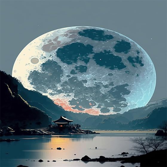 Directo Diamond Painting Kits for Adults,The River and The Full Moon 5D DIY Diamond Art Kits Full Drill Diamond for Gift Wall Decor Gem Arts Beautiful Moon 16 * 20inch