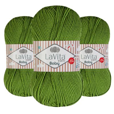 LaVita Baby Premium Anti-Pill Acrylic Yarn - 820 Yards, 3 x 3.5 oz - Warm, Airy Fiber with Silky Texture - Oeko-TEX Certified, Durable, Lightweight, Long-Lasting, Solid Pastel Colors - 3 Skeins Pack