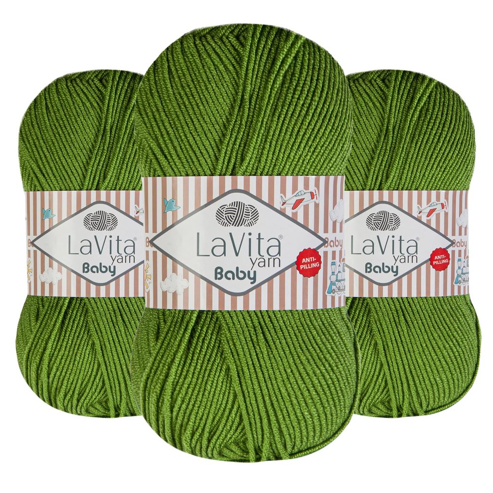 LaVita Baby Premium Anti-Pill Acrylic Yarn - 820 Yards, 3 x 3.5 oz - Warm, Airy Fiber with Silky Texture - Oeko-TEX Certified, Durable, Lightweight, Long-Lasting, Solid Pastel Colors - 3 Skeins Pack