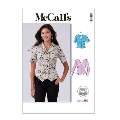 McCall's M8451K5 Misses' Vest Style Tops Sewing Pattern Packet, Design Code M8451, Sizes 8-10-12-14-16