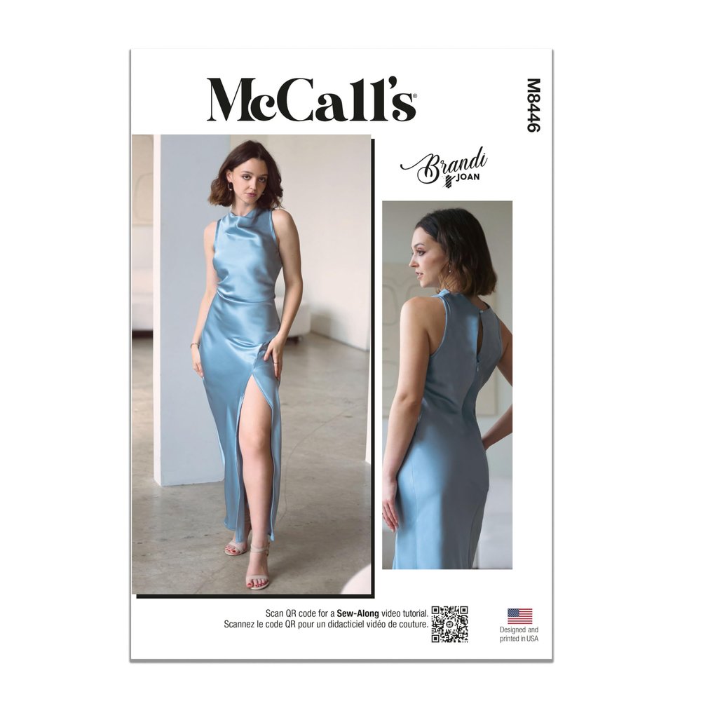 McCall's M8446R5 Misses' Special Occasion Dress Sewing Pattern Packet by Brandi Joan, Design Code M8446, Sizes 14-16-18-20-22