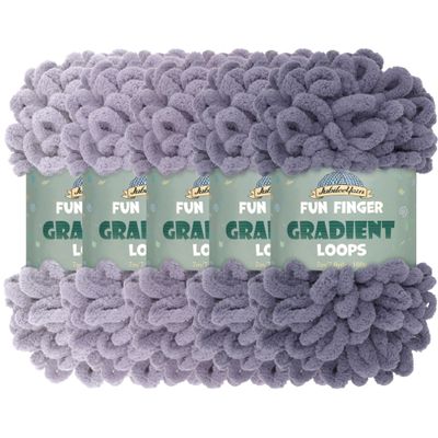 JubileeYarn Fun Finger Gradient Loops Yarn - 100g/Skein Jumbo Polyester - Mantus - 5 Skeins