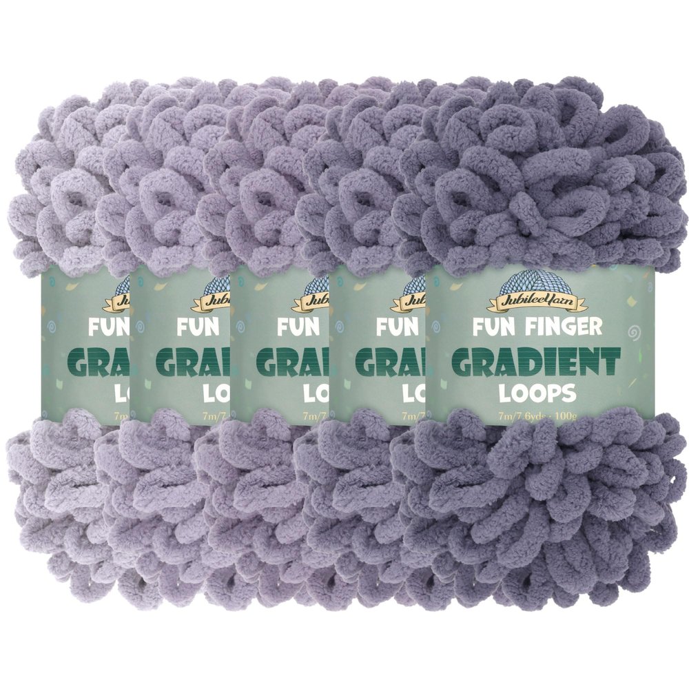 JubileeYarn Fun Finger Gradient Loops Yarn - 100g/Skein Jumbo Polyester - Mantus - 5 Skeins