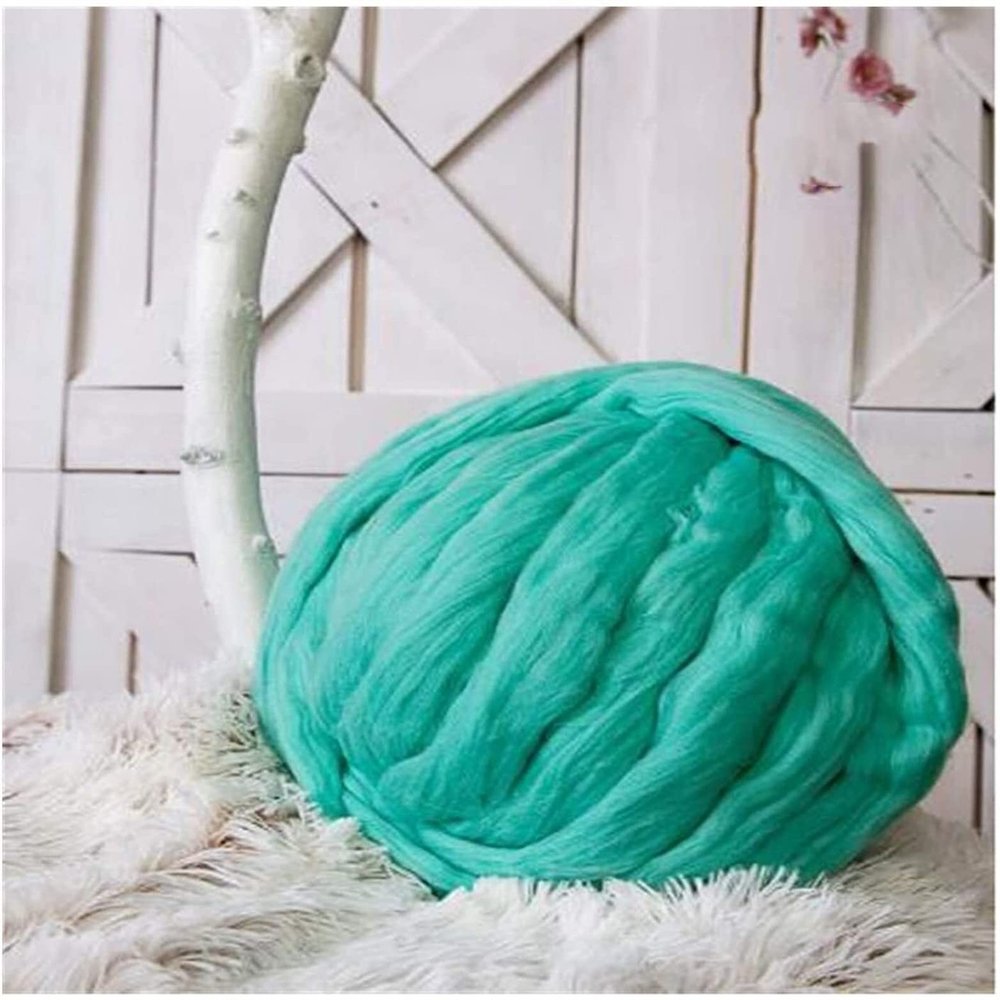 Knitting Yarn Chunky Yarn DIY Thick Yarn Super Thick Chunky Yarn Wool Roving Yarn for Spinning Hand Knitting Blanket Arm Knitting Arm Knitting Yarn (Color : Green 500g) (Color : Sky Blue 500g)
