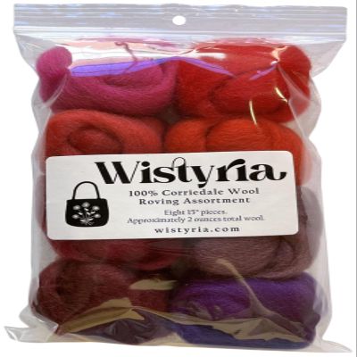 Wistyria Editions Wool Roving 15" .25oz 8/Pkg-Berries WR-W919R