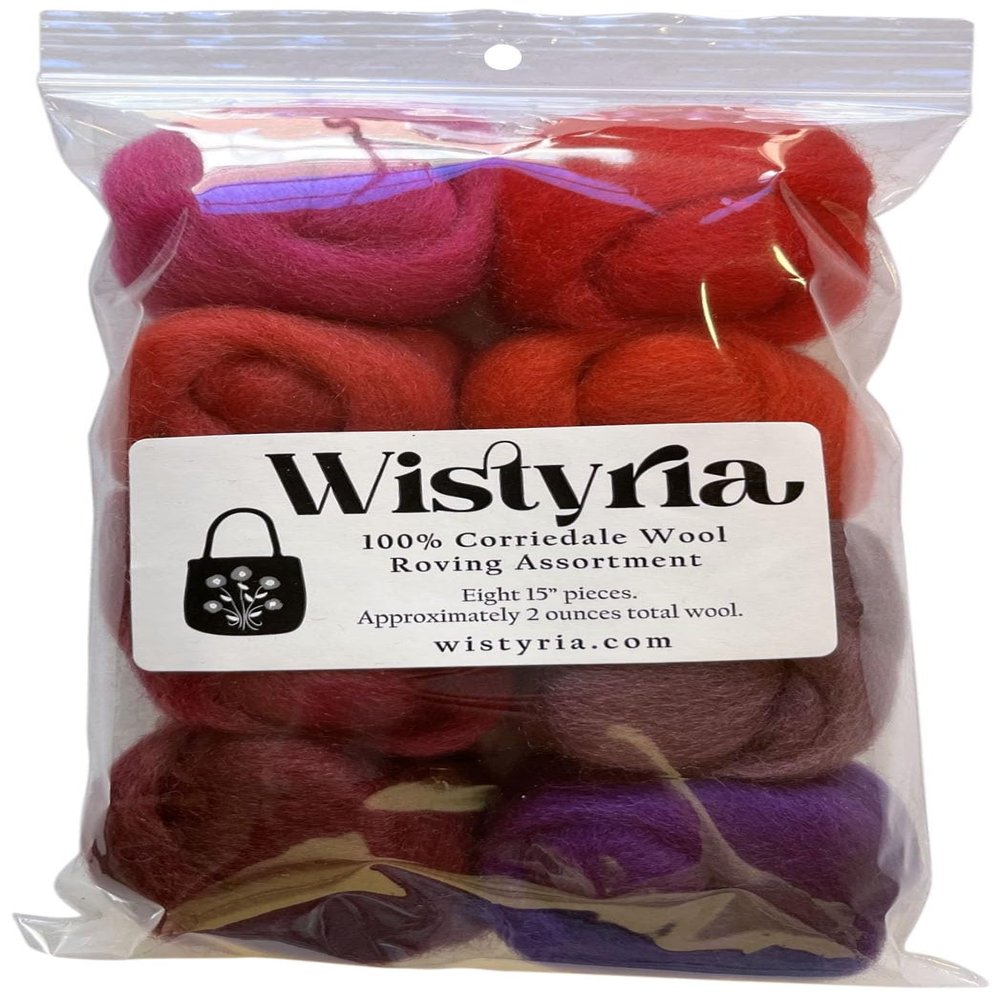 Wistyria Editions Wool Roving 15" .25oz 8/Pkg-Berries WR-W919R
