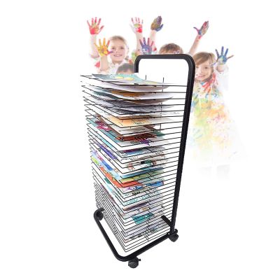 REMYSAOS Art Drying Rack Artwork Storage Display Rack 25 Tier Art Drying Rack Easel - Metal Painted Book Display Rack, Educational Products - Great for Schools and Nurseries, Space Saving Shelves