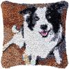 Puppy Dog Latch Hook Kits Pillow DIY Rug Cushion Making Kits with preprinted Pattern Canvas Instruction Yarns and Latch Hooking Pillow Cover Easy to Start DIY Home Decor Kits 43x43cm view 1