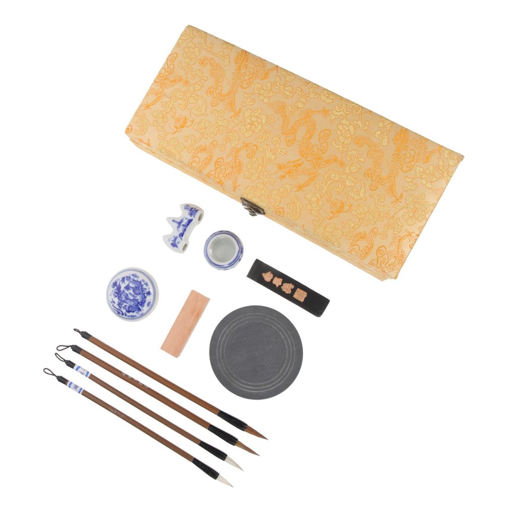 Chinese Calligraphy Brush Kanji Drawing Brush Beginner Students1 Set Four Treasures of The Study Set Kids Suit Study Ink Brush Artists Drawing Kids Calligraphy Set Portable Writing Brush Portable Ink