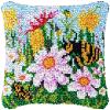 Flowers Bee Latch Hook Kits Pillow DIY Rug Cushion Making Kits with preprinted Pattern Canvas Instruction Yarns and Latch Hooking Pillow Cover Easy to Start DIY Home Decor Kits 43x43cm view 1