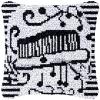 Black Music Note Latch Hook Kits Pillow DIY Rug Cushion Making Kits with preprinted Pattern Canvas Instruction Yarns and Latch Hooking Pillow Cover Easy to Start DIY Home Decor Kits 43x43cm view 1