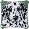 Dalmatian Dog Latch Hook Kits Pillow DIY Rug Crochet Hook Cushion Making Kits with Preprinted Pattern Canvas Instruction Yarns and Latch Hooking Pillow Cover Easy to Starter DIY Kits 43x43cm view 1