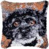 Black Dog Latch Hook Kits Pillow DIY Rug Crochet Hook Cushion Making Kits with Preprinted Pattern Canvas Instruction Yarns and Latch Hooking Pillow Cover Easy to Starter DIY Kits 43x43cm view 1