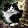 Snuqevc Painted Cute Cat Diamond Painting Kits - DIY Diamond Painting Round Full Diamonds for Kids Beginners Gemstone Art, Winter Home Decor Room Decor Cozy Cure Gift 12x16inch view 1