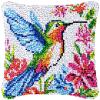 Hummingbird Latch Hook Kits Pillow DIY Rug Crochet Hook Cushion Making Kits with Preprinted Pattern Canvas Instruction Yarns Pillow Cover Easy Starter DIY Crochet Kits 43x43cm view 1