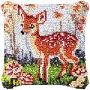 Little Deer Latch Hook Kits Pillow DIY Rug Crochet Hook Cushion Making Kits with Preprinted Pattern Canvas Instruction Yarns Pillow Cover Easy Starter DIY Crochet Kits 43x43cm view 1