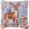 Reindeer Latch Hook Kits Pillow DIY Rug Crochet Hook Cushion Making Kits with Preprinted Pattern Canvas Instruction Yarns Pillow Cover Easy Starter DIY Crochet Kits 43x43cm view 1