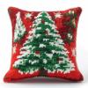 Christmas Green Tree Latch Hook Kits Pillow DIY Rug Crochet Hook Cushion Making Kits with Preprinted Pattern Canvas Instruction Yarns Pillow Cover Easy Starter DIY Crochet Kits 43x43cm(r163) view 1