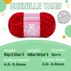 LUNARM Chenille Velvet Yarn for Crocheting Knitting, 3 Pack of 100g/3.5oz Velvet Yarn for Crocheting & Knitting, 486 Yard Soft Yarn for Making Creations & Crochet & More (Bright Red) view 3