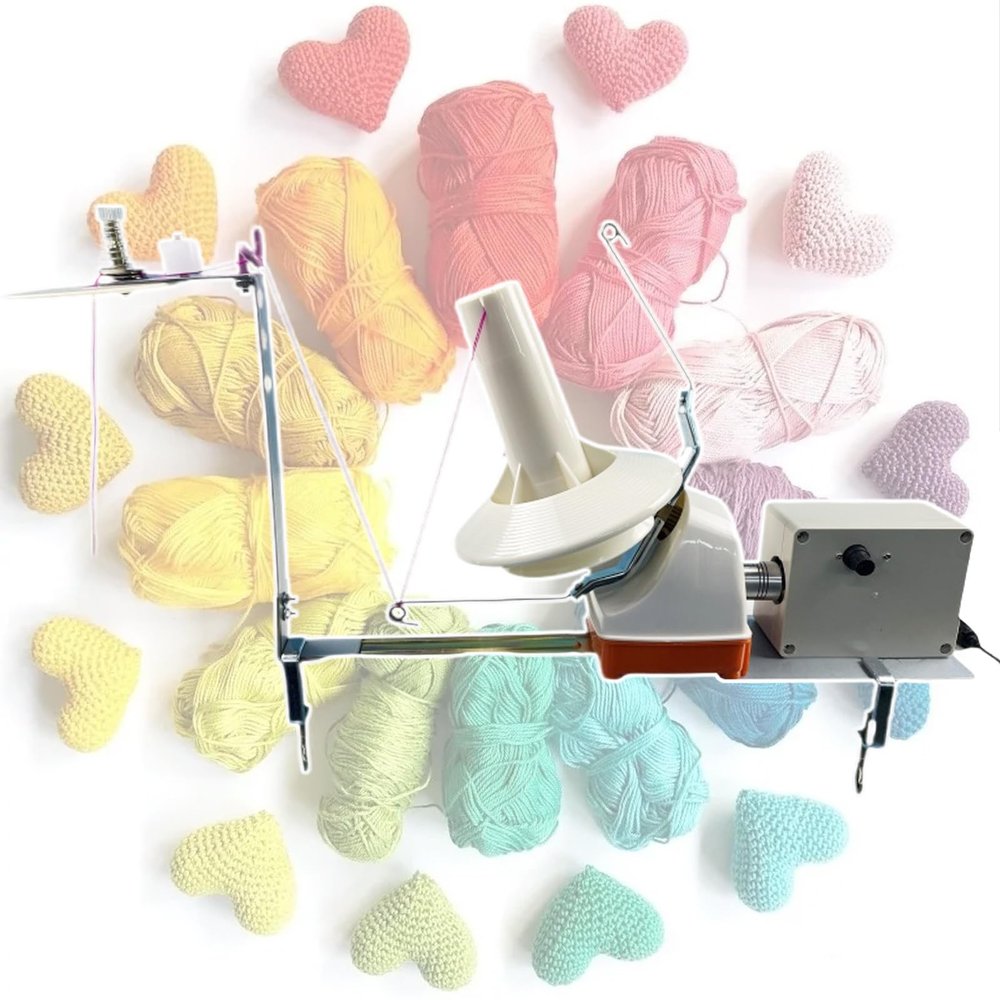 Electric Desktop Winder with Tension Guide Bracket - Smooth Operation, 150G/500G Capacity, 12V Automatic Yarn Ball Winder for Metal, Wool, Nylon, and More,Easy Yarn Winding,500g