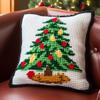 Christmas Green Tree Latch Hook Kits Pillow Cover DIY Rug Crochet Hook Cushion Making Kits with Preprinted Pattern Canvas Rug Making Easy Starter DIY Crochet Kits 43x43cm(y92) view 1