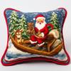 Christmas Sleigh Latch Hook Kits Pillow Cover DIY Rug Crochet Hook Cushion Making Kits with Preprinted Pattern Canvas Rug Making Easy Starter DIY Crochet Kits 43x43cm(y197) view 1