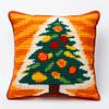 Orange Christmas Tree Latch Hook Kits Pillow Cover DIY Rug Crochet Hook Cushion Making Kits with Preprinted Pattern Canvas Rug Making Easy Starter DIY Crochet Kits 43x43cm(y38) view 1