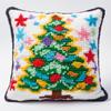 Christmas Tree White Latch Hook Kits Pillow Cover DIY Rug Crochet Hook Cushion Making Kits with Preprinted Pattern Canvas Rug Making Easy Starter DIY Crochet Kits 43x43cm(y116) view 1