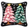 Colorful Christmas Tree Latch Hook Kits Pillow Cover DIY Rug Crochet Hook Cushion Making Kits with Preprinted Pattern Canvas Rug Making Easy Starter DIY Crochet Kits 43x43cm(y214) view 1