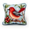 Christmas Red-Bellied Bird Latch Hook Kits Pillow Cover DIY Rug Crochet Hook Cushion Making Kits with Preprinted Pattern Canvas Rug Making Easy Starter DIY Crochet Kits 43x43cm(y242) view 1