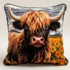 DIY Latch Hook Pillow Kits Brown Scotland Highland Cattle Printed Embroidery Pillowcase Crochet Yarn Hook and Latch Craft Rug Cushion for Home Christmas Decor and Gift 43x43cm(1) view 1