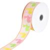 Homeford Pastel Easter Bunny Silhouettes Faux Linen Wired Ribbon, 1-1/2-inch, 10-Yard, Peach view 1