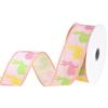 Homeford Pastel Easter Bunny Silhouettes Faux Linen Wired Ribbon, 1-1/2-inch, 10-Yard, Peach view 3