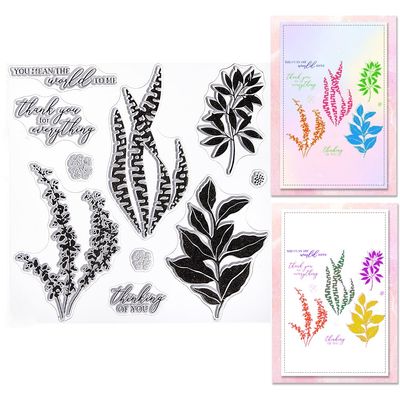 CRASPIRE Plants Clear Stamps Leaves Words Reusable Retro Transparent Silicone Stamp Seals for Journaling Card Making DIY Scrapbooking Photo Album Decorative Film Frame