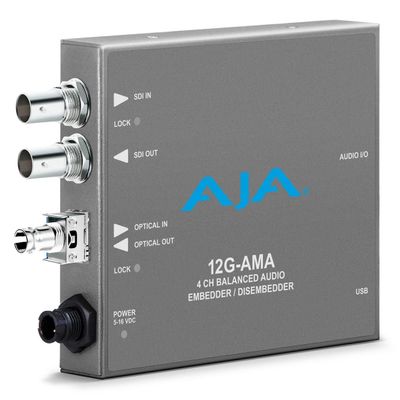 Aja 12G-AMA 12G-SDI Balanced Audio EMBEDDER/DISEMBEDDER with Fiber Options