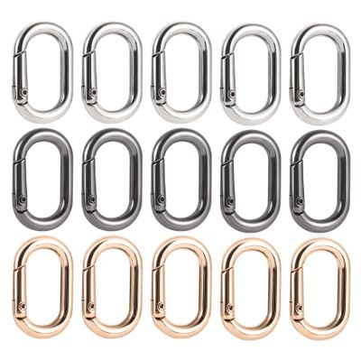 HLTOO 15PCS Spring Claps Connector, Metal Jewelry Clasps, Snap Hooks Clip Buckle, for Bags, Purses, Keychains, 3 Colors