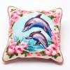 Flower Dolphins Latch Hook Kits Pillow Cover DIY Rug Crochet Hook Cushion Making Kits with Preprinted Pattern Canvas Rug Making Christmas Decoration DIY Crochet Kits 43x43cm(53) view 1