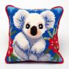 Cute Blue Koala Latch Hook Kits Pillow Cover DIY Rug Crochet Hook Cushion Making Kits with Preprinted Pattern Canvas Rug Making Christmas Decoration DIY Crochet Kits 43x43cm(d17) view 1