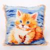 Cute Kitten Latch Hook Kits Pillow Cover DIY Rug Crochet Hook Cushion Making Kits with Preprinted Pattern Canvas Rug Making Christmas Decoration DIY Crochet Kits 43x43cm view 1