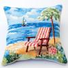 Beach View Lighthouse Latch Hook Kits Pillow Cover DIY Rug Crochet Hook Cushion Making Kits with Preprinted Pattern Canvas Rug Making Christmas Decoration DIY Crochet Kits 43x43cm(61) view 1