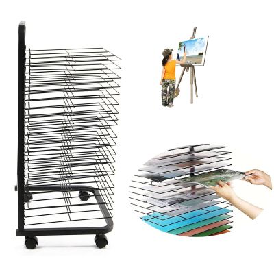 Art Drying Rack Flexible Shelves Mobile Cart Mobile Metal Art Storage Rack, Art Organizer for Kids, Art Studio Organization and Storage, Artwork Tabletop Storage, Sturdy Paint Drying Rack with Lockabl