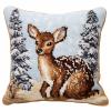Snow Winter Deers Latch Hook Kits Pillow DIY Rug Crochet Hook Cushion Making Kits with Preprinted Pattern Canvas Instruction Yarns Easy Starter Christmas Decoration Hooking DIY Kits 43x43cm(d115) view 1