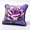 Purple Rose Rose Flower Latch Hook Kits Pillow DIY Rug Crochet Hook Pillowcase Mat Making Kits with Preprinted Pattern Canvas Starter Christmas Decoration Hooking DIY Kits 43x43cm(Y111) view 1
